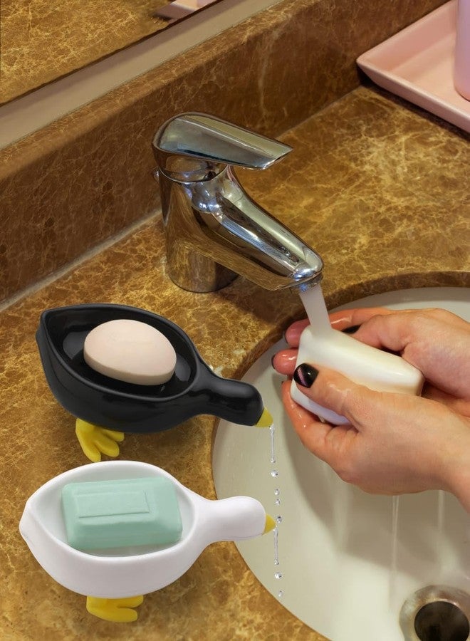 FLYMORE Duck-Shape Self Draining Soap Dish Holder, Easy Clean Soap Dish for Shower with Suction Cup Creative soap Box, for Bathroom, Kitchen, Bathtub, Wash basins (White,Plastic, Pack of 1) - Image 5